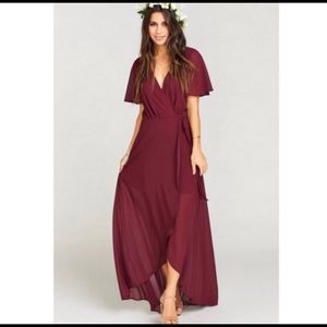 Show Me Your MuMu Merlot Sophia Wrap Dress